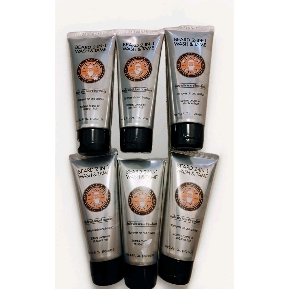 Lot of 6 NEW Beard Guyz Beard 2-in-1 Wash & Tame 3.4 oz Deep Cleansing Shampoo